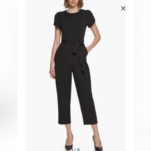 Calvin Klein Puff Shoulder Crop Straight Leg Jumpsuit NWT sz 8